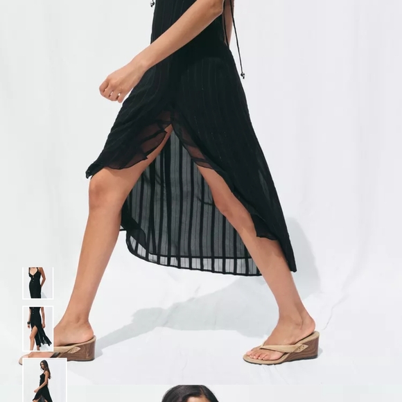 Zara Elegant Black Midi Dress with Slit - Picture 5 of 12